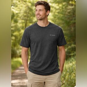 Columbia Black Heathered Hike Crew Neck Short Sleeve T-Shirt
